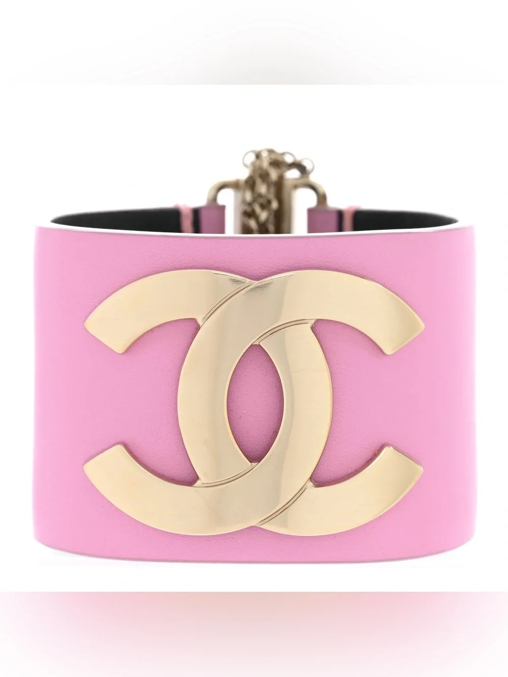 Chanel cc wide calfskin cuff M pink